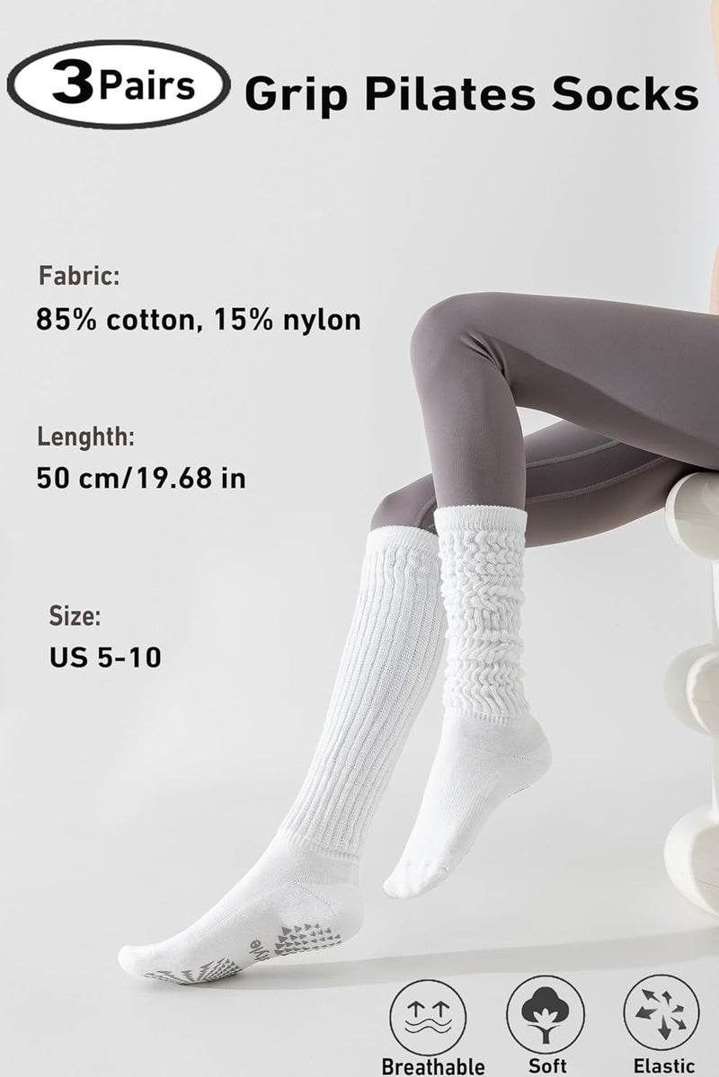 Hstyle Grip Pilates Socks for Women, Slouch Scrunch Yoga Barre Socks for Hospital Workout - Image 3